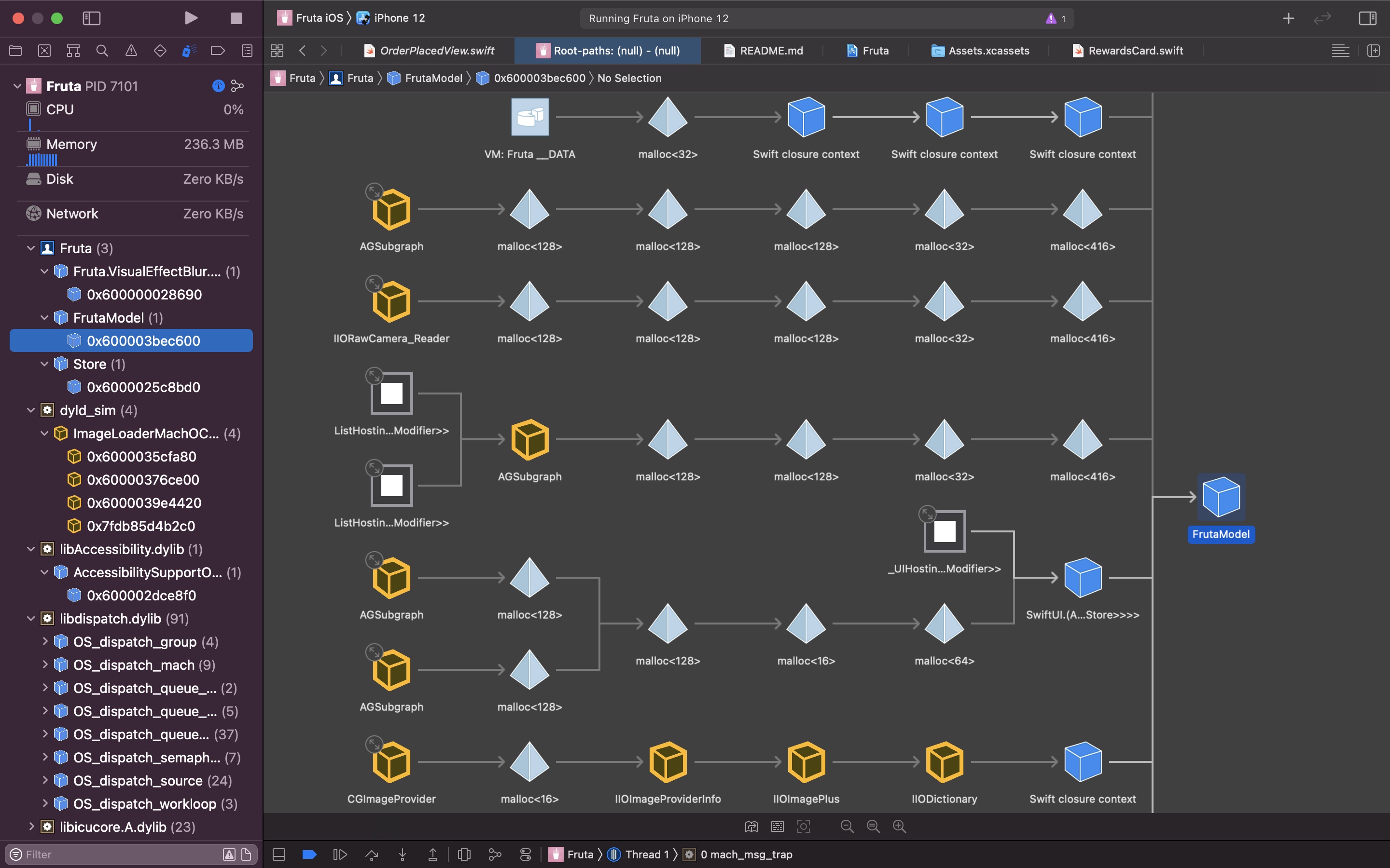 Screenshot do app Xcode