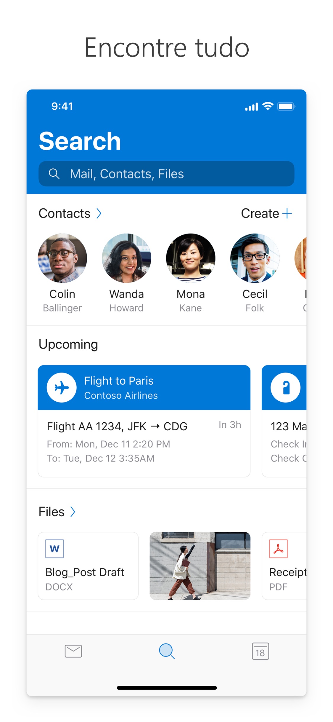 Screenshot do app Microsoft Outlook