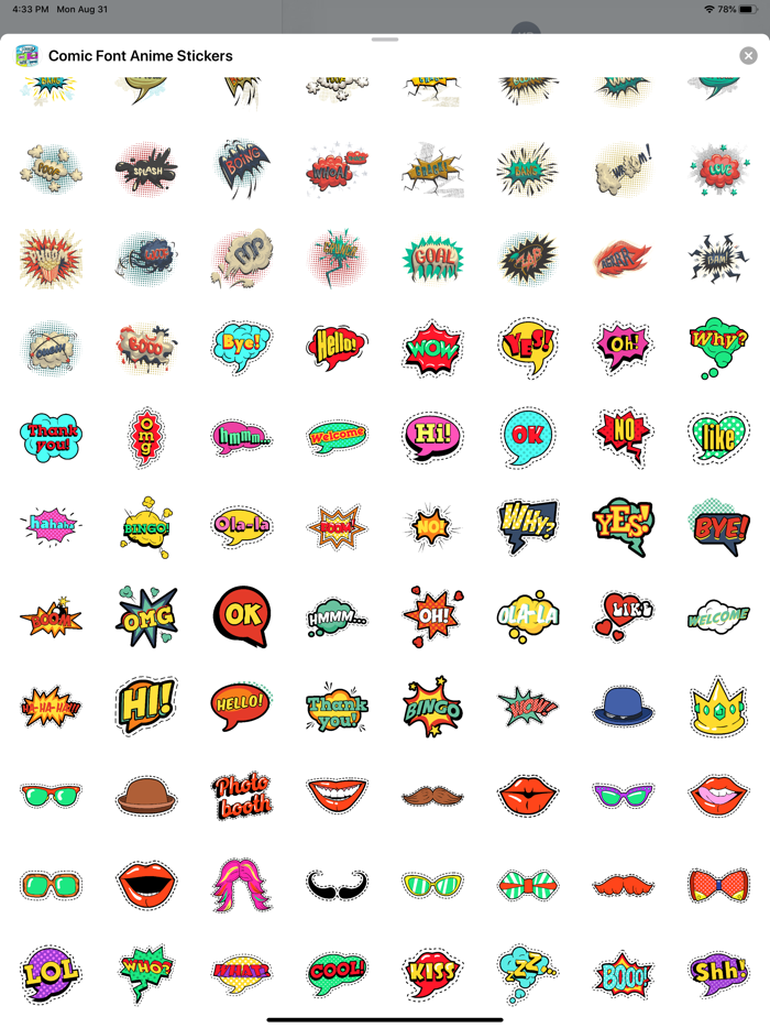 Comic Font Anime Stickers