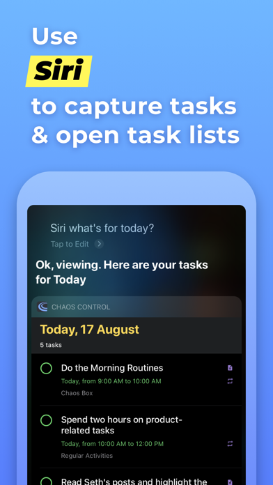 Chaos Control™: GTD Task List Screenshot on iOS