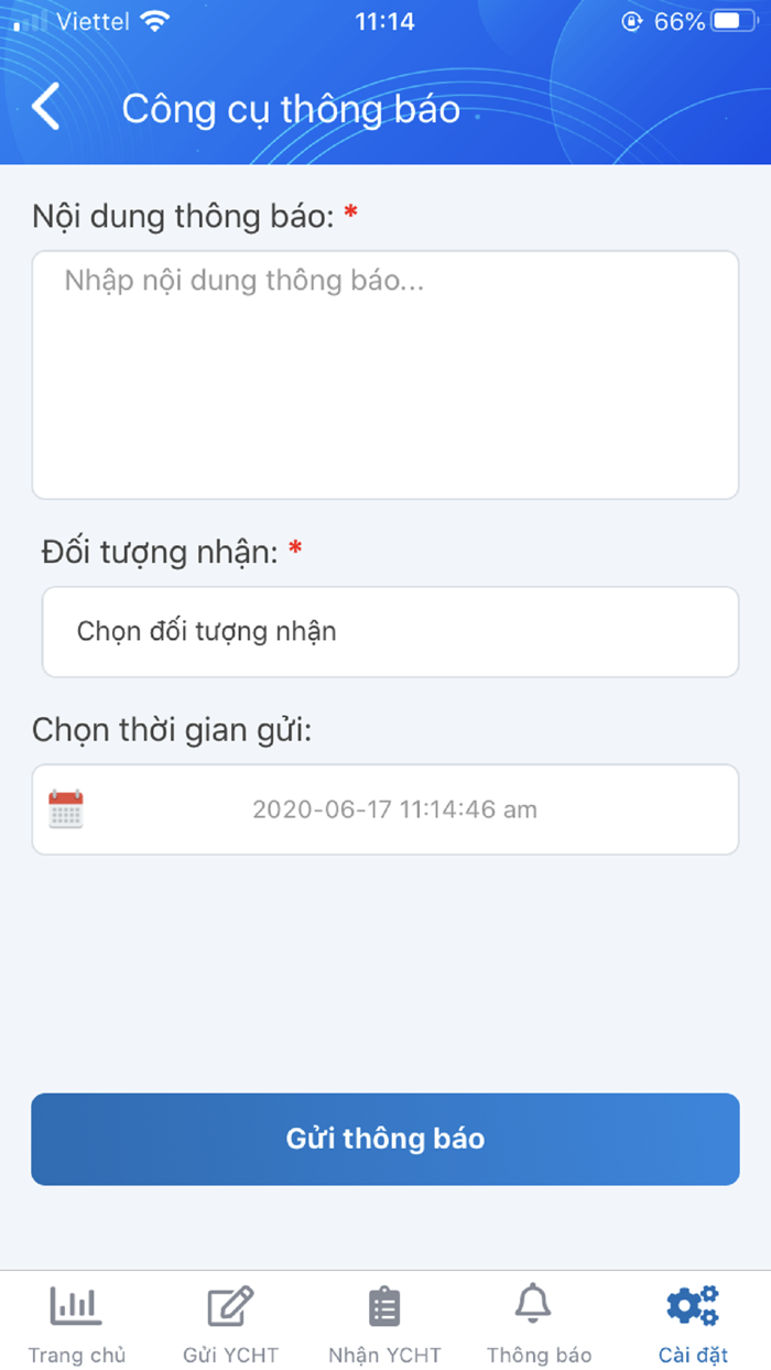 Yêu cầu hỗ trợ