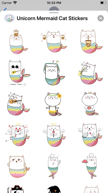 Unicorn Mermaid Cat Stickers