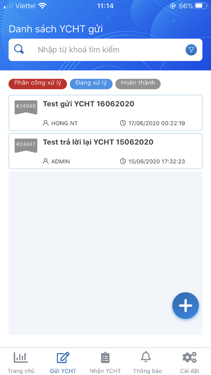 Yêu cầu hỗ trợ