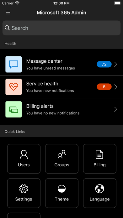 Microsoft 365 Admin Screenshot