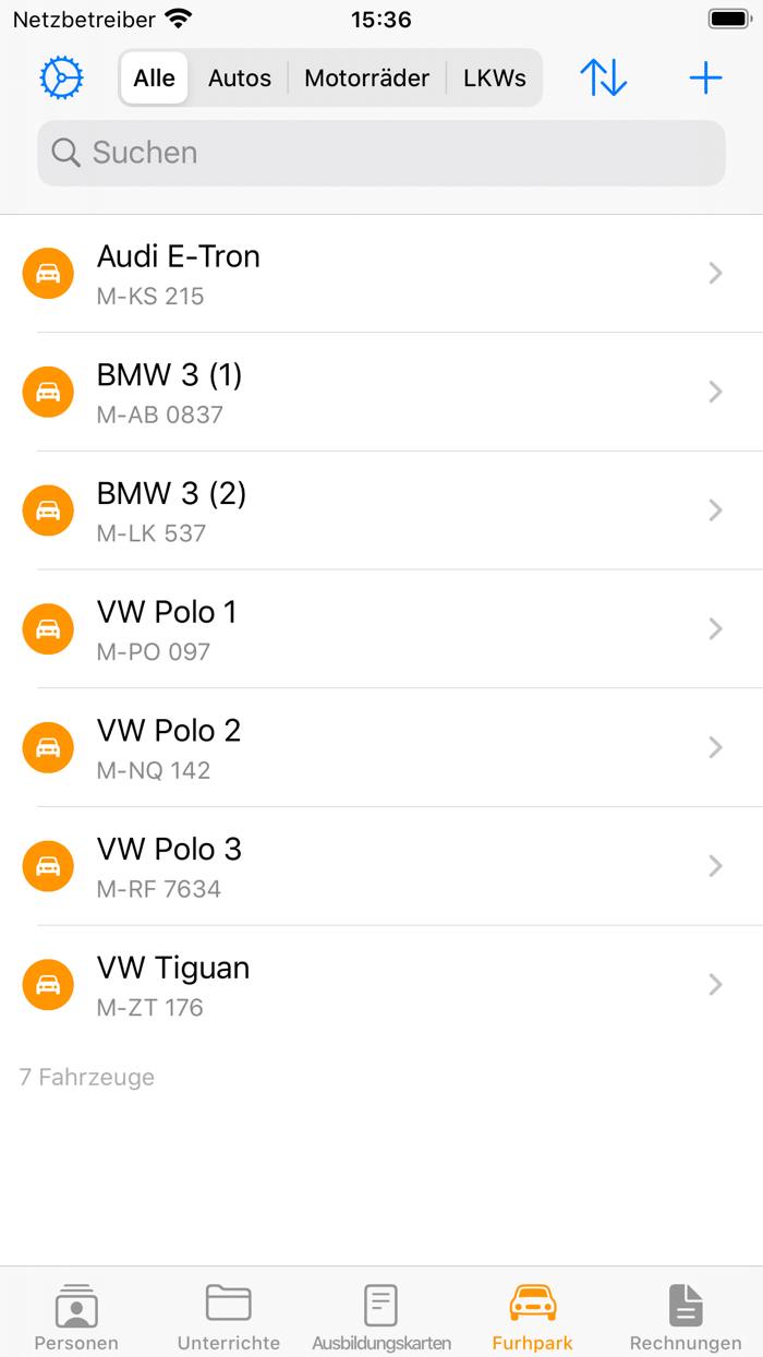 Fahrschule Verwaltung