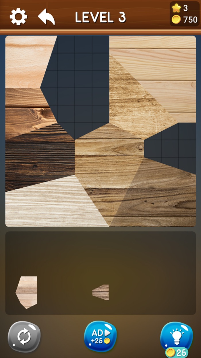 Wood block polygon puzzle