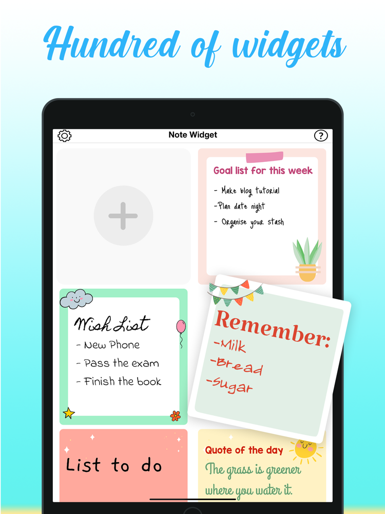 Notes Widget Color by Sticky App for iPhone Free Download Notes