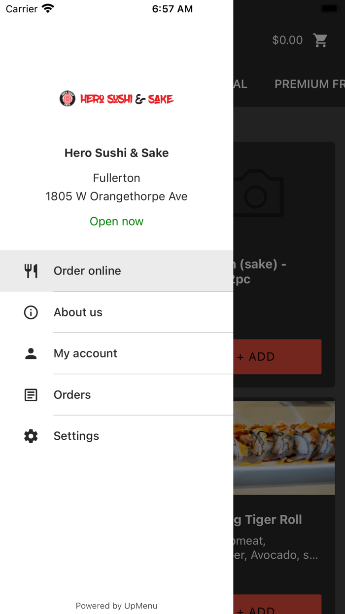 Hero Sushi Menu