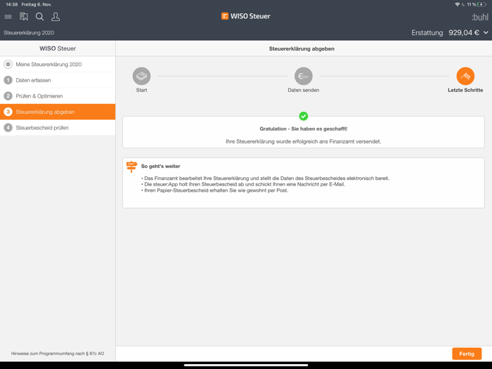 WISO Steuer 2021 Tablet