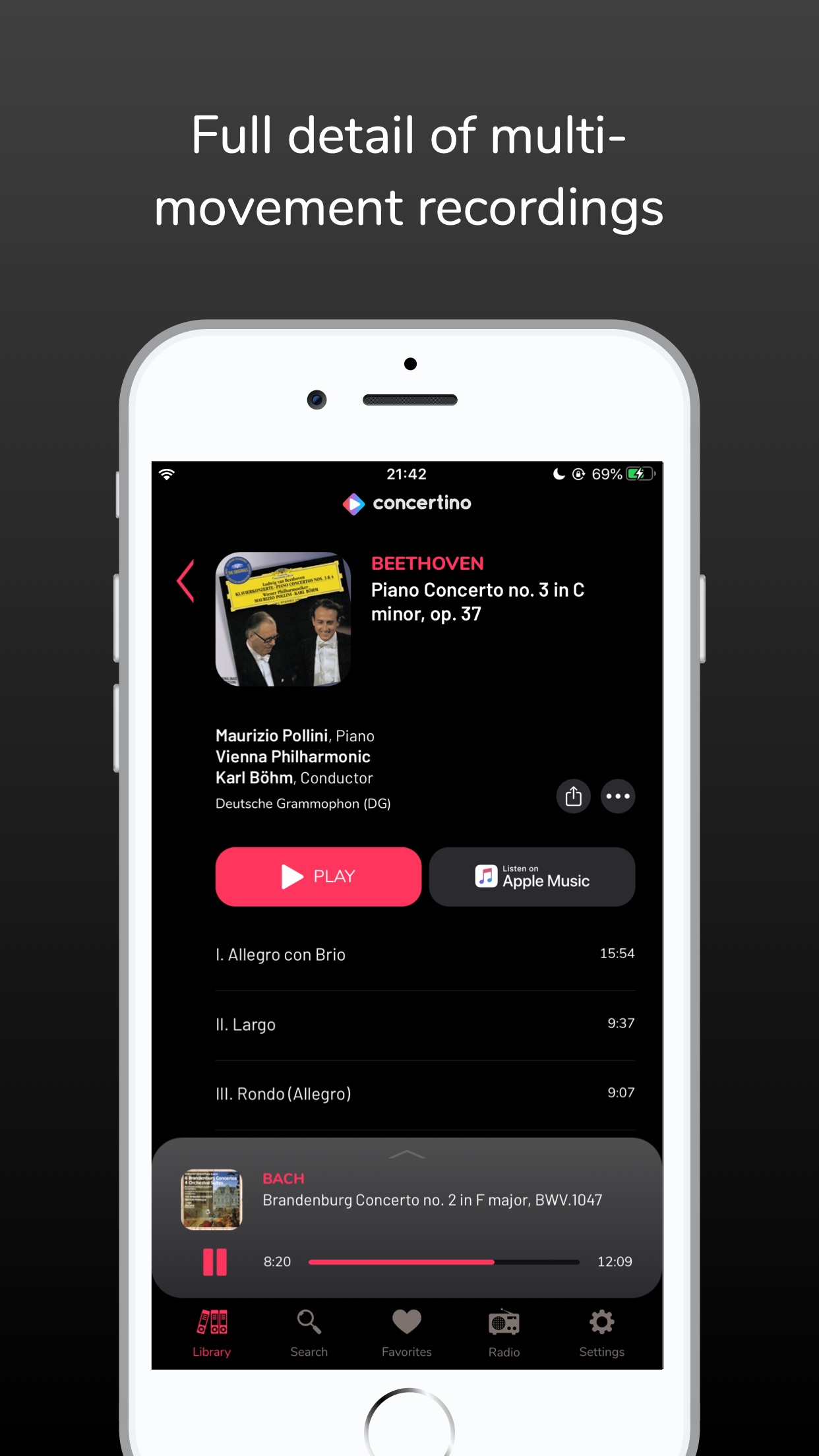 Screenshot do app Concertino