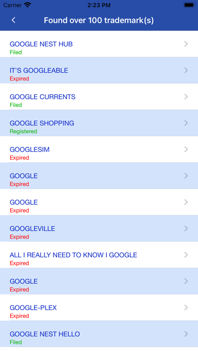 U.S. Trademark Search Tool screenshot 2