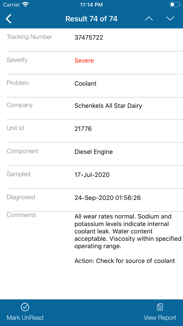 Valvoline Fluid Analysis