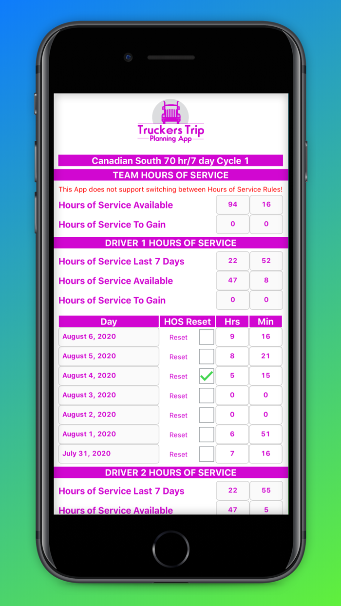 HOS Recap Calculator Team