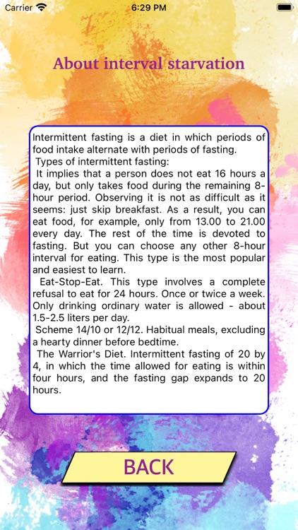 Interval fasting time