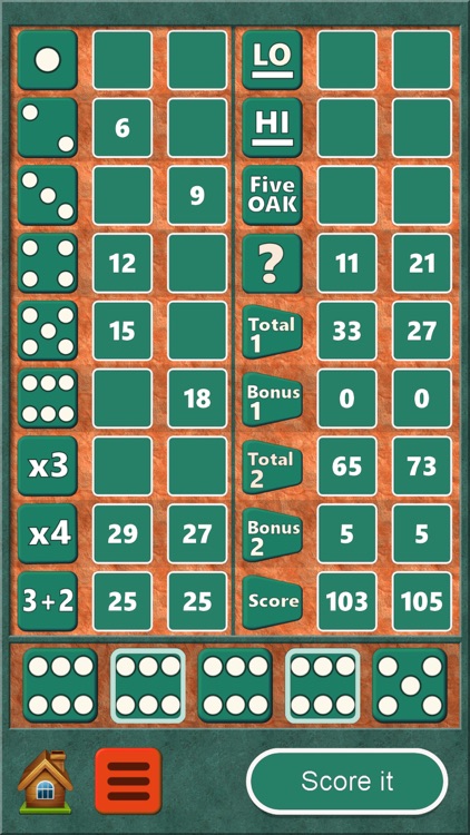 FiveOAK, yatzy dice game