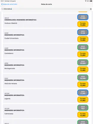 Screenshot 1 Notas de corte EvAU Madrid iphone
