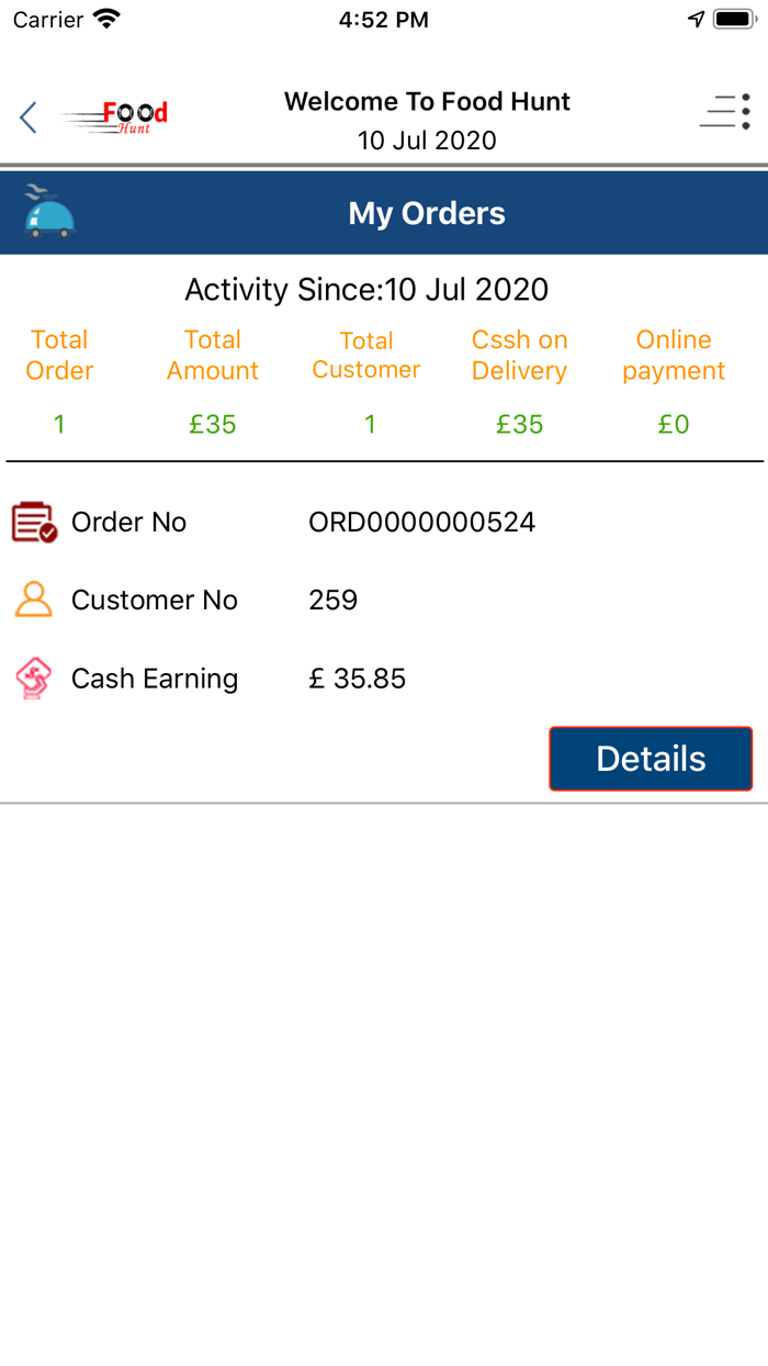 Food Hunt  Driver Apps