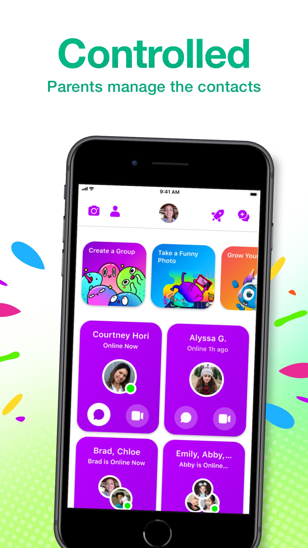 Screenshot do app Messenger Kids