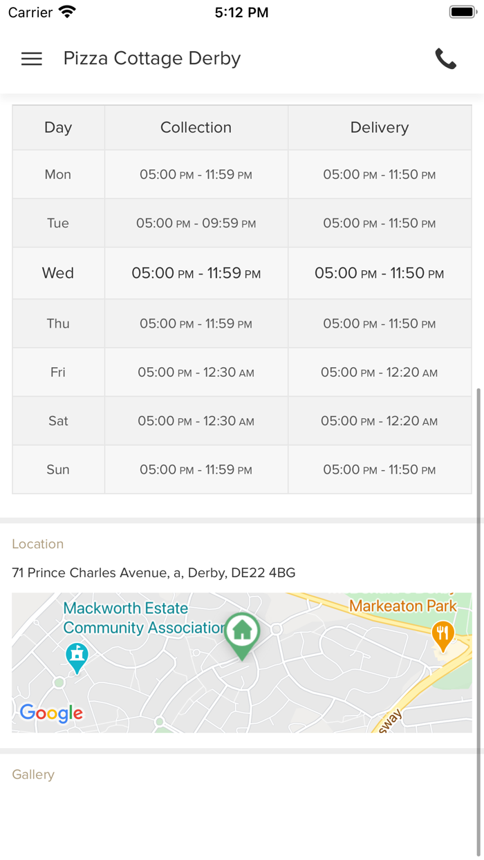 Pizza Cottage Derby.