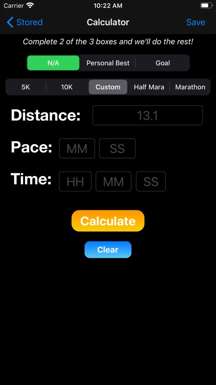 Saving Pace - Pace Calculator