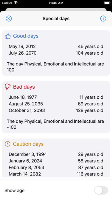 Biorhythm Graph screenshot 2