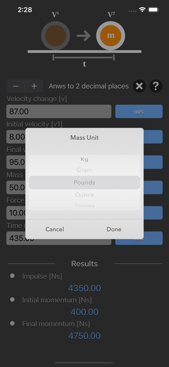 Impulse and Momentum Calc