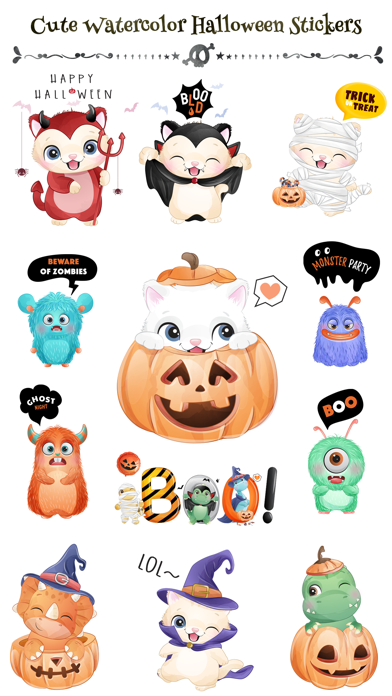 Watercolor Halloween Stickers- screenshot 1
