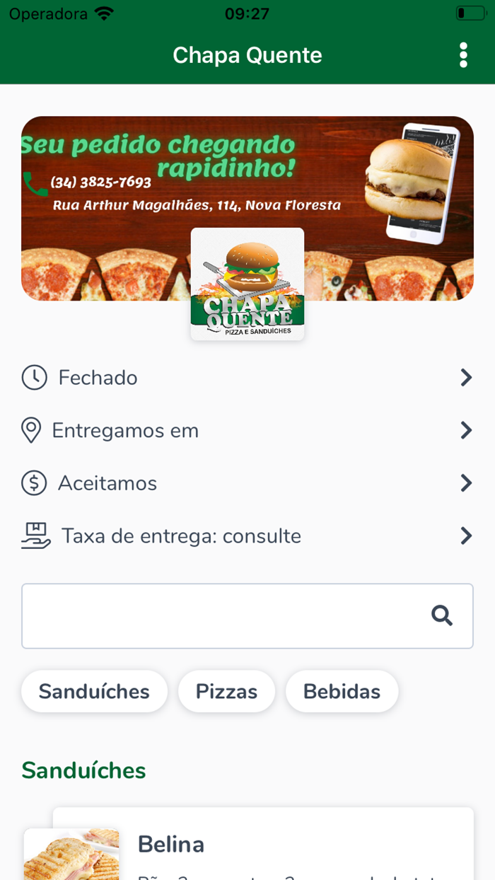 Chapa Quente Pizzas e Lanches