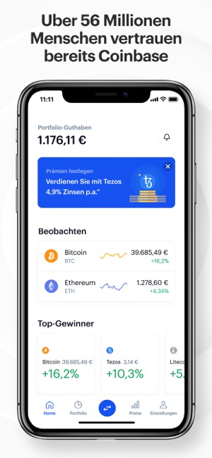 Coinbase Handel Mit Bitcoin Im App Store