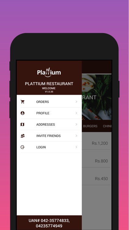 Plattium Restaurant App