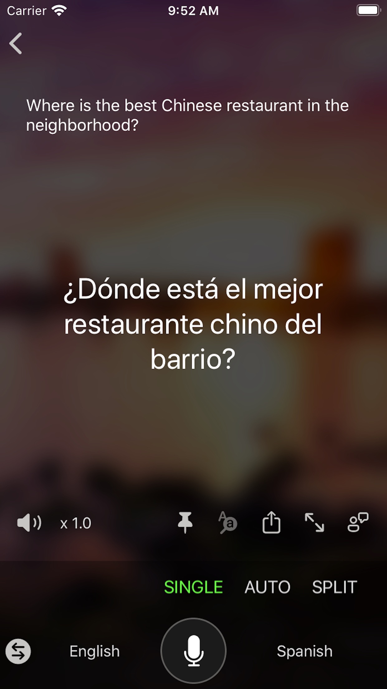Screenshot do app Microsoft Translator