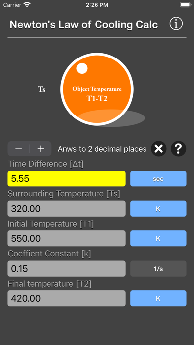 Newton's Law of Cooling Calc screenshot 4