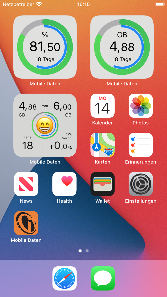Mobile Daten Widget