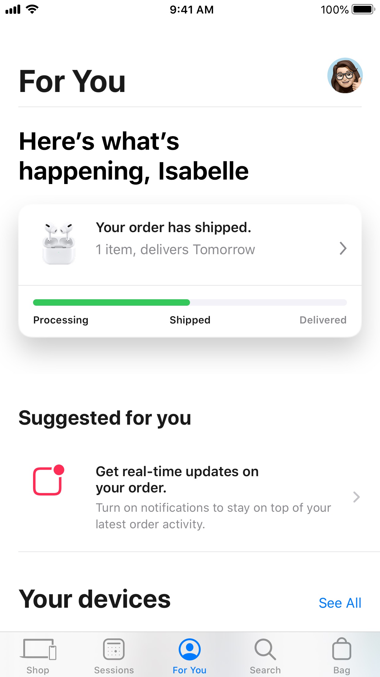 Screenshot do app Apple Store
