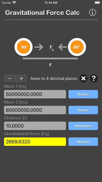 Gravitational Force Calculator screenshot 3