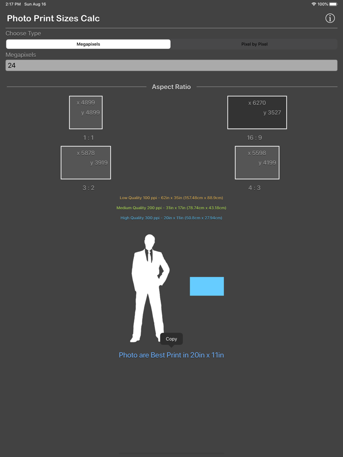 Photo Print Sizes Calculator