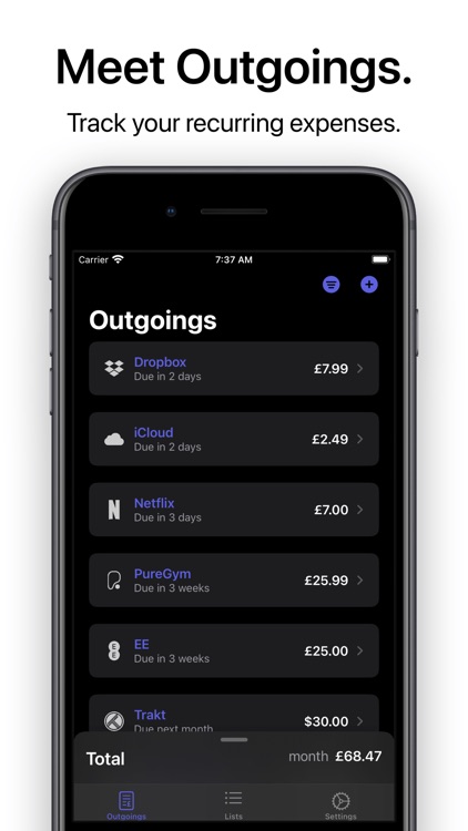 Outgoings - Track Expenses