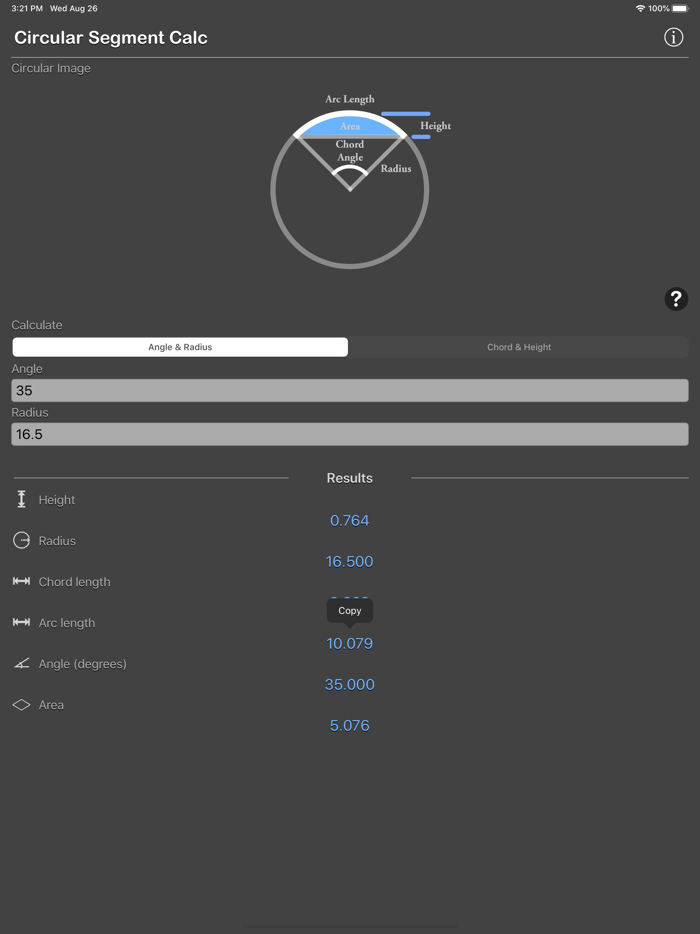 Circular Segment Calculator