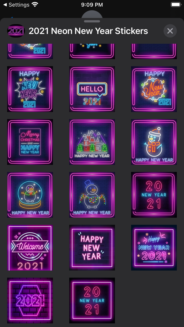 2021 Neon New Year Stickers