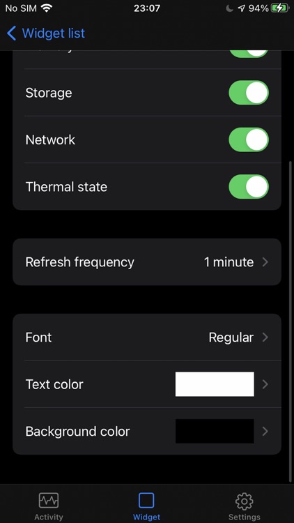 Data Activity Widget