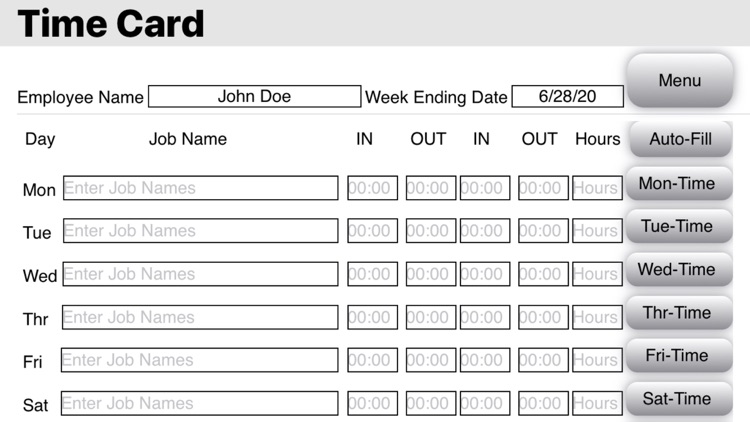 Weekly Time Card Pro screenshot-0