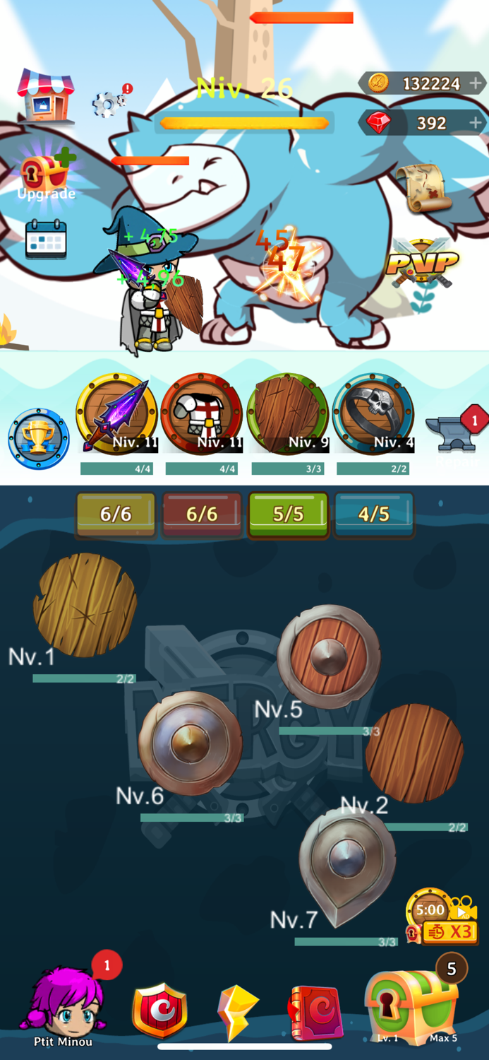 Mergy Merge RPG game heroes