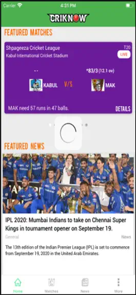 Game screenshot CRIKNOW Cricket Scores & News apk