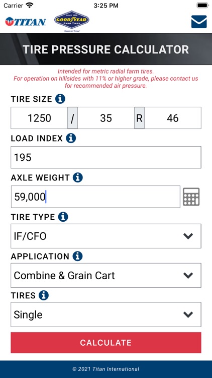 Tire Pressure Calculator