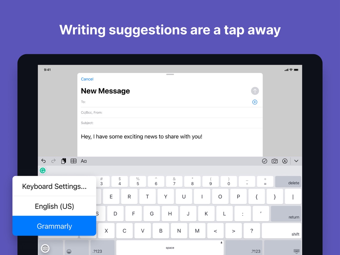 Grammarly Grammar Keyboard App voor iPhone, iPad en iPod touch