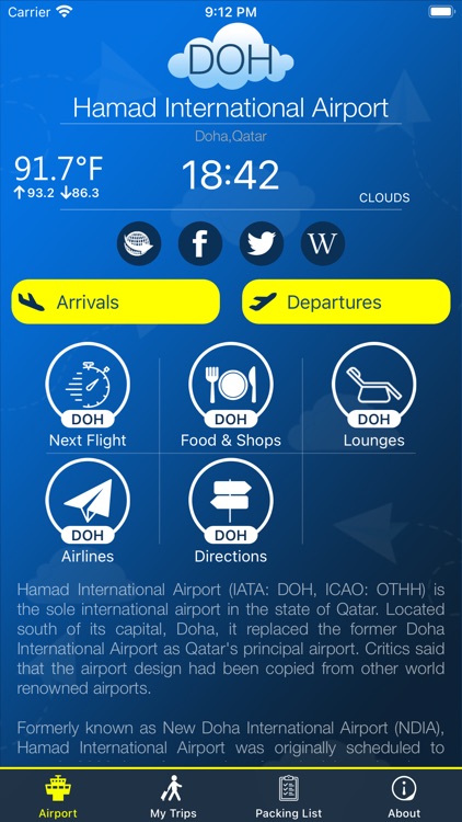 Doha Airport Info DOH + Radar