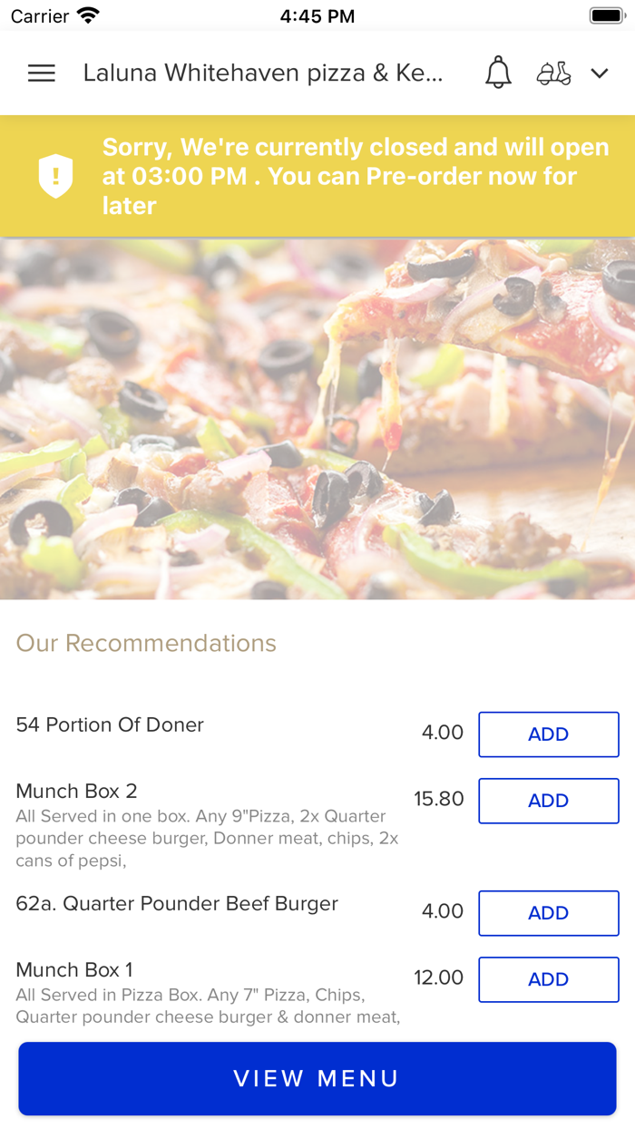 Laluna Whitehaven pizza Kebab