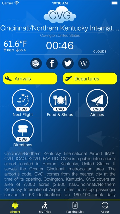 Cincinnati Airport CVG + Radar