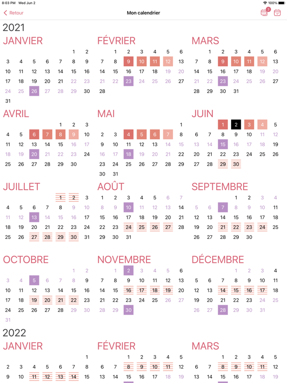 WomanLog Pro Calendrier WomanLog Pro Calendrier