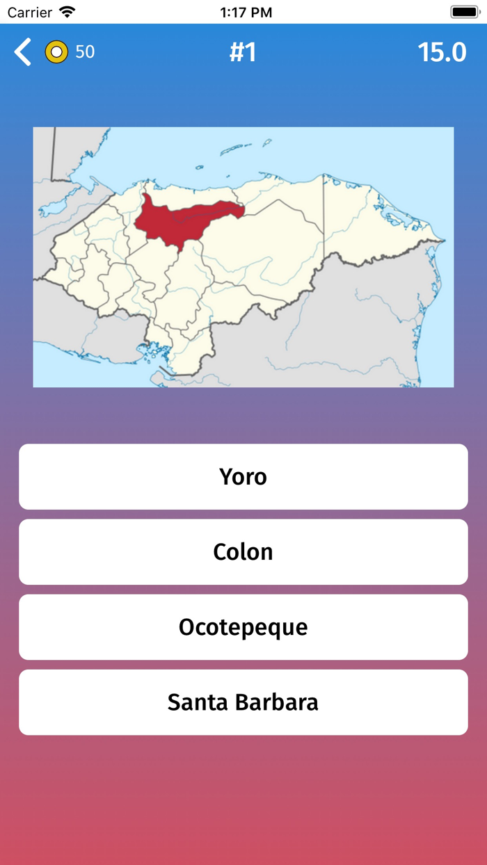 Honduras Provinces Map Quiz